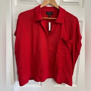 Banana Republic Red Polo-Style Knit Top